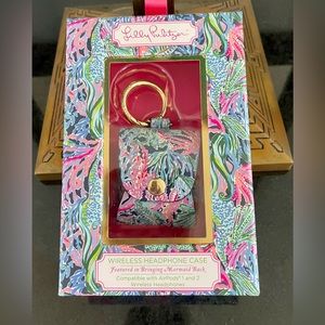 NWT Lily Pulitzer AirPod Leatherette Case, Bringing Mermaid Back design